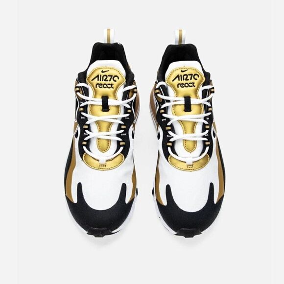 Nike Air Max 270 React Metallic Gold Sneakers Size 7.5 - Picture 3 of 14